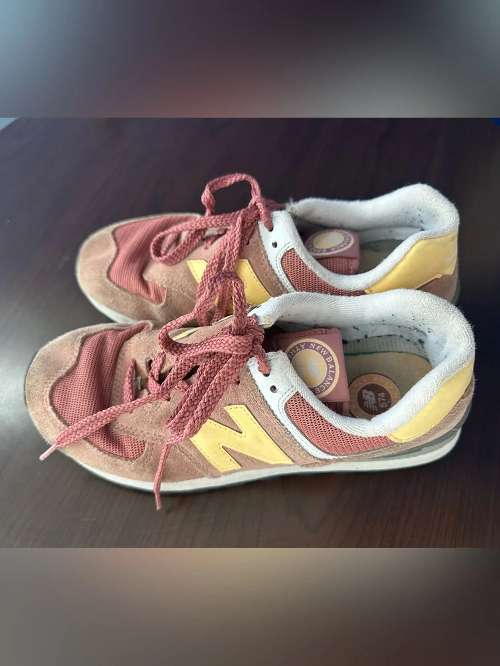 New Balance Women’s Sneakers in Dusty Pink and Yellow Accent